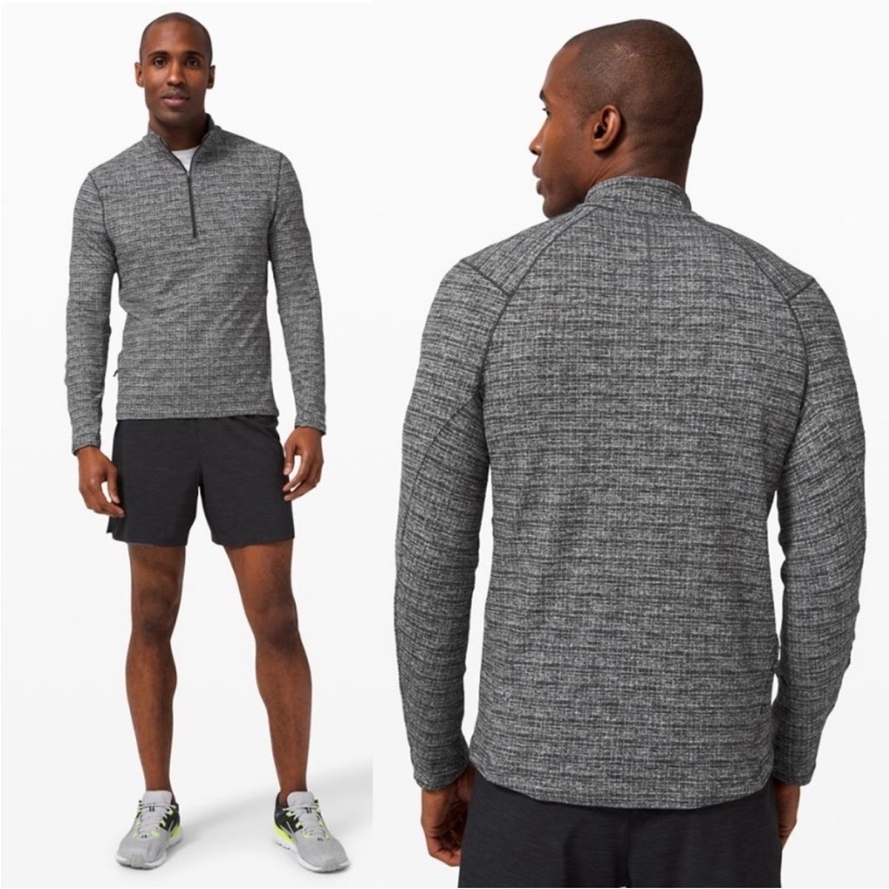 Lululemon Surge Warm 1/2 Zip Long Sleeve Men’s Size Small Gray Black White